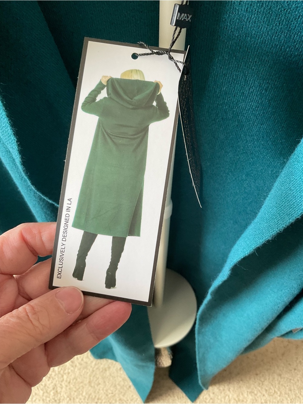 Max Sport Teal Long Hoodie Open Cardigan NWT - Picture 6 of 8